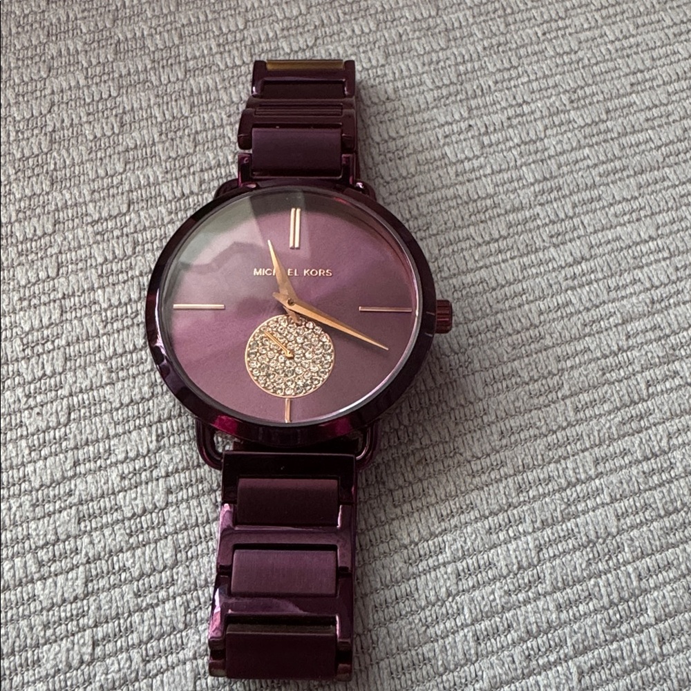 RARE Michael Kors Plum Portia Watch with Crystal Subdial
